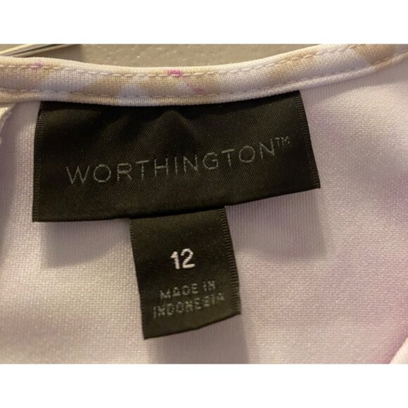 Worthington Fit Flare Dress Womens Sleeveless Floral Striped Size 12 - Picture 4 of 10